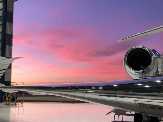 Highly polished brightwork on a real private jet