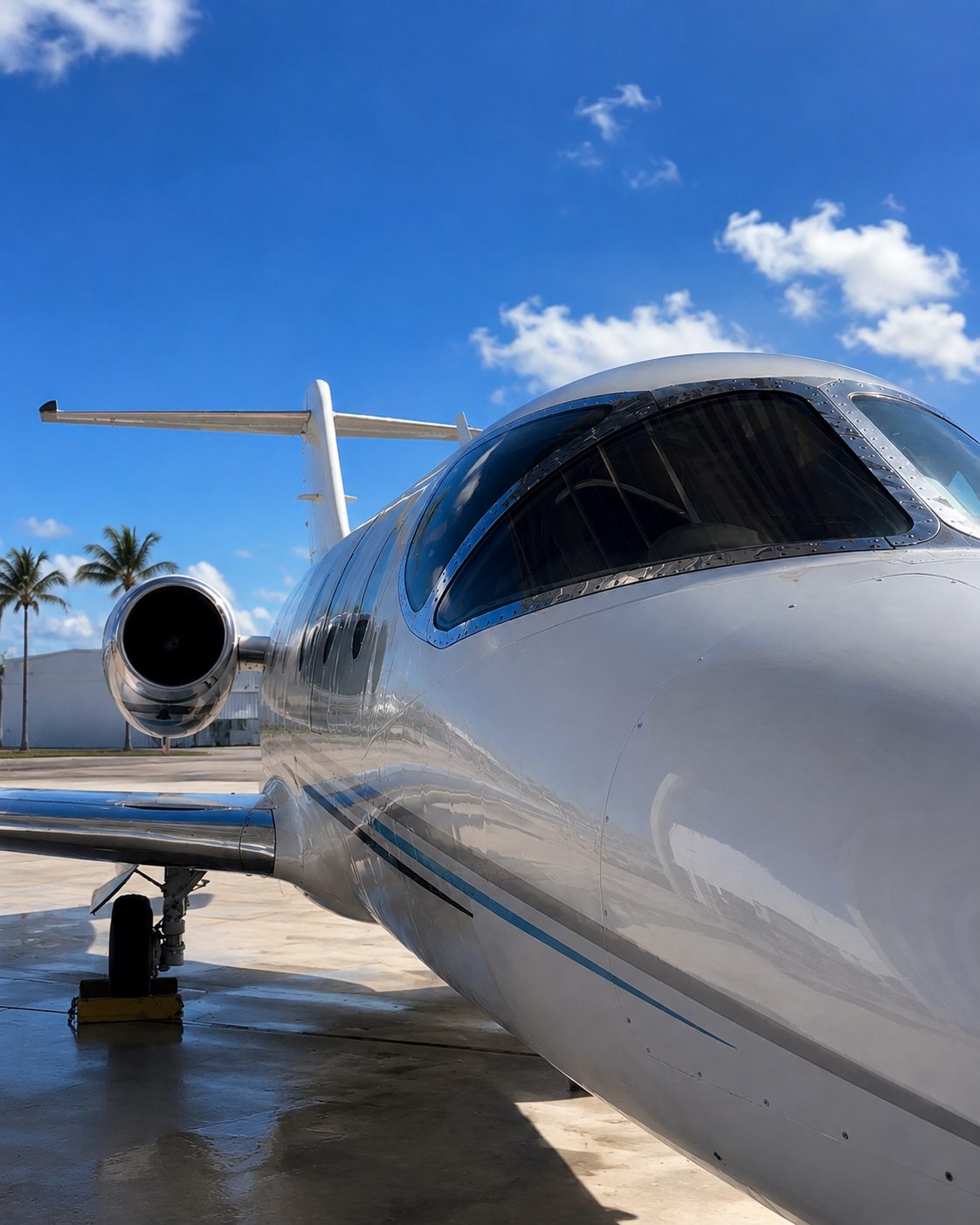 Learjet exterior wash and finish detailing in South Florida